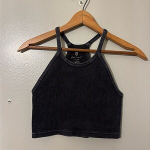 Free People Happiness Runs Tank Black Gray XS/S